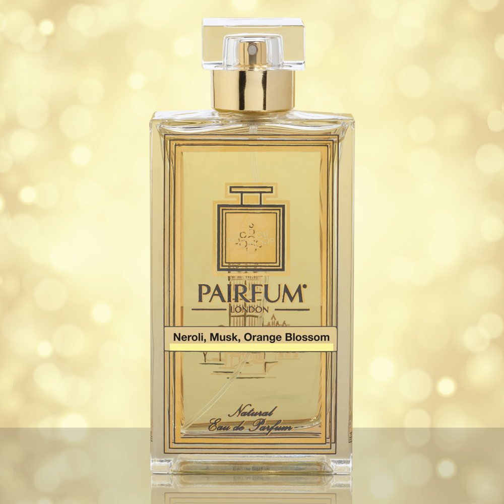 Eau De Parfum Bottle Neroli Musk Orange Blossom Gold Sparkle